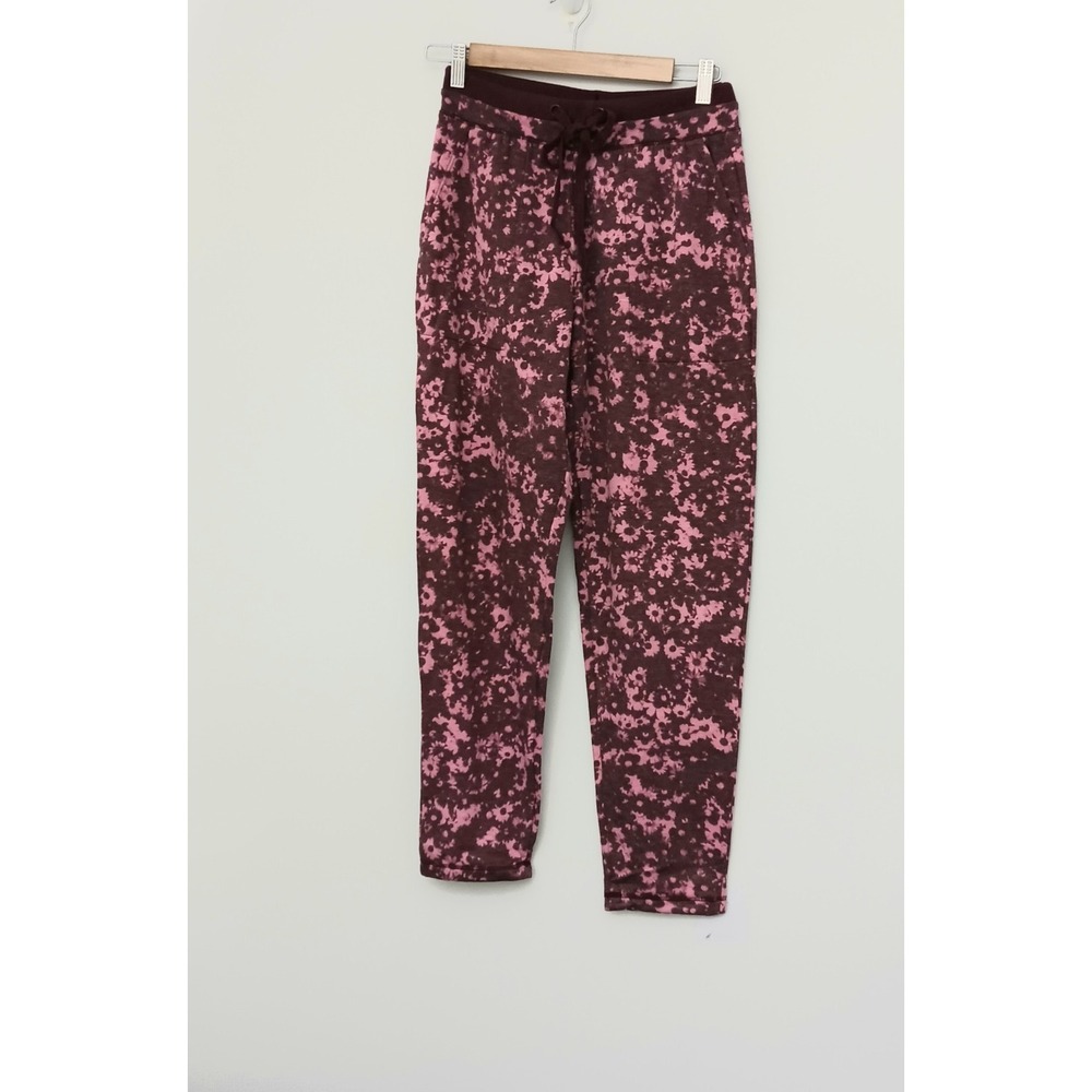Cuddl‎ Duds Pants Women's Size XS Red Stamp Floral Drawstring Pullon Soft NEW